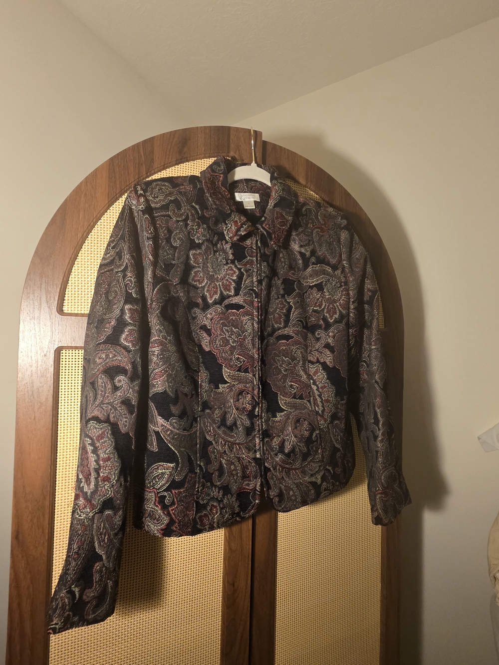 Christopher & Banks Black Jacket with Burgundy Paisley